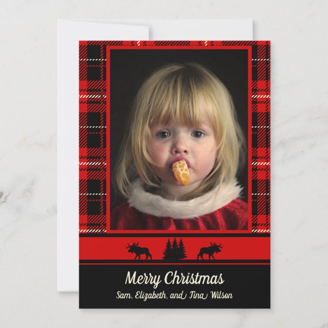 Moose i Skogen Red Play Photo jul Meddelande (Framsida)