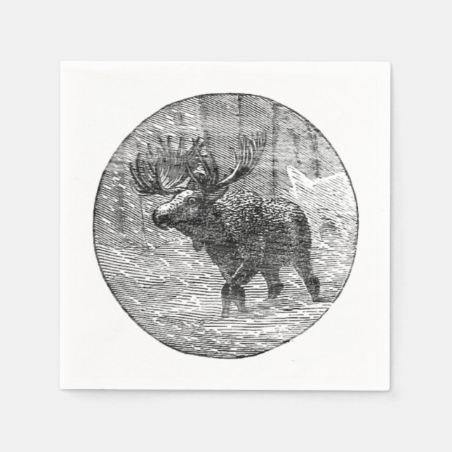 Moose i Snö Emblem Pappersservett (Framsidan)