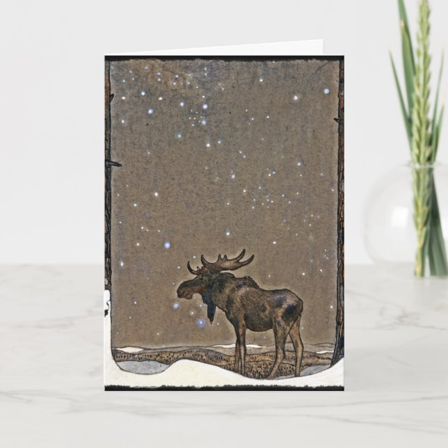 Moose i Snö Helgkort (Framsida)