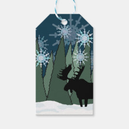 Moose i Snowflake Forest Presentetikett