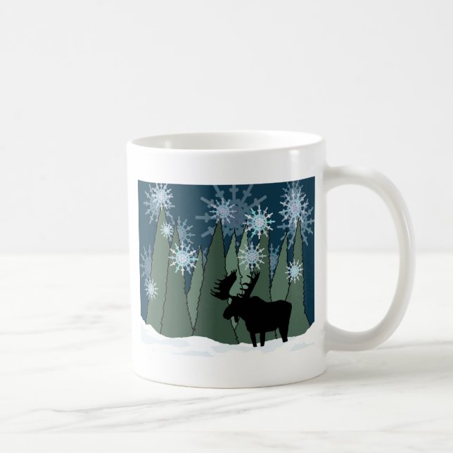 Moose i Snowy Forest Kaffemugg (Höger)