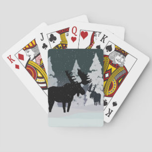 Moose i Snowy Winter Natt Casinokort