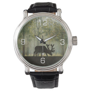 Moose in Forest Illustration Armbandsur