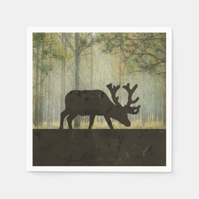 Moose in Forest Illustration Pappersservett (Framsidan)