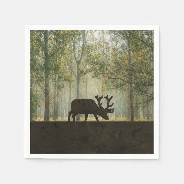 Moose in Forest Illustration Pappersservett (Framsidan)