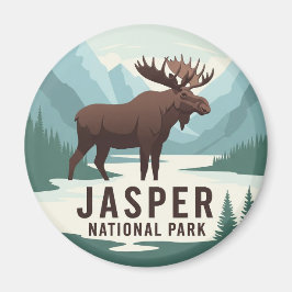 Moose in Jasper National Park Canada Travel Magnet