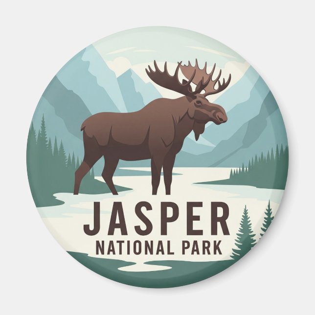 Moose in Jasper National Park Canada Travel Magnet (Framsidan)