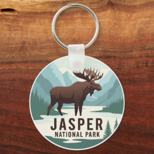 Moose in Jasper National Park Canada Travel Nyckelring