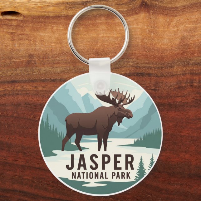Moose in Jasper National Park Canada Travel Nyckelring (Framsida)