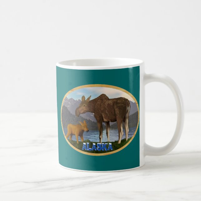 Moose in Meadow - Alaska Kaffemugg (Höger)