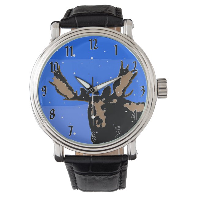 Moose in Winter - Original Wildlife Art Armbandsur (Framsida)