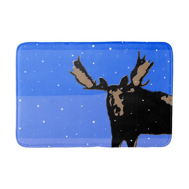Moose in Winter - Original Wildlife Art Badrumsmatta (Framsidan)