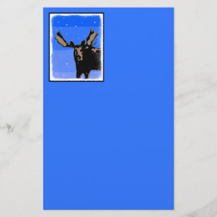 Moose in Winter - Original Wildlife Art Brevpapper