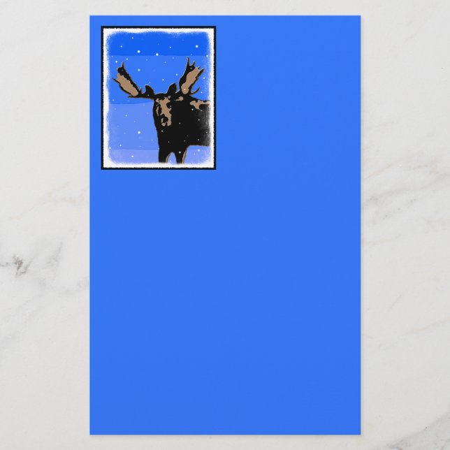 Moose in Winter - Original Wildlife Art Brevpapper (Framsida)