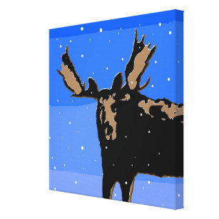 Moose in Winter - Original Wildlife Art Canvastryck