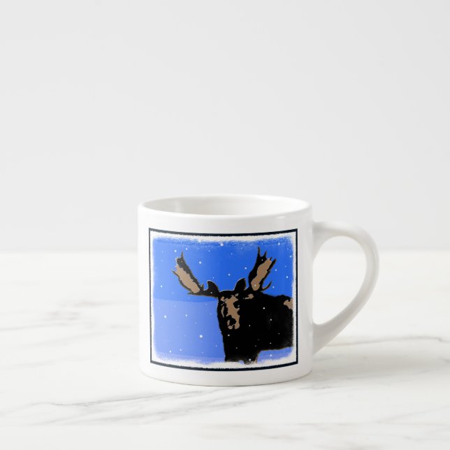 Moose in Winter - Original Wildlife Art Espressomugg (Höger)