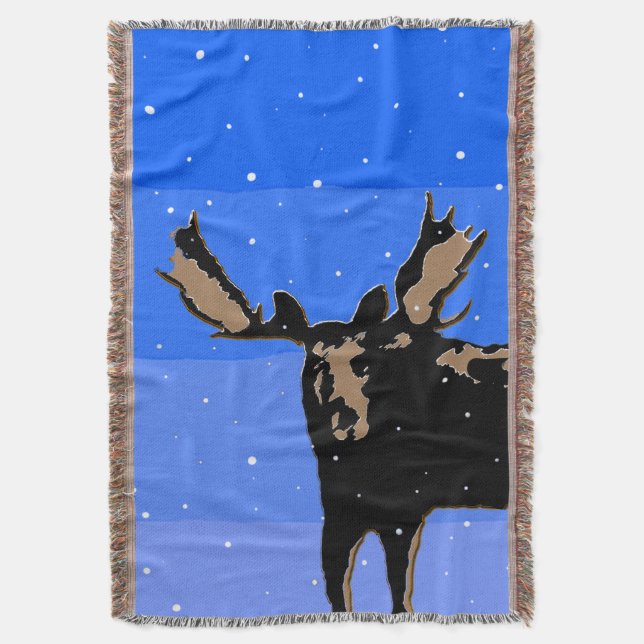 Moose in Winter - Original Wildlife Art Filt (Framsidan Vertikal)