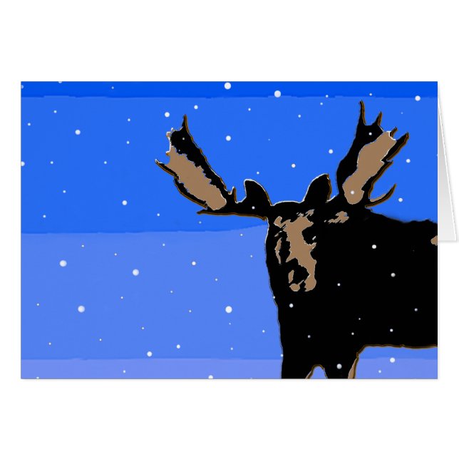 Moose in Winter - Original Wildlife Art Hälsningskort (Framsidan Horizontal)