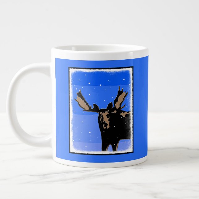 Moose in Winter - Original Wildlife Art Jumbo Mugg (Vänster)