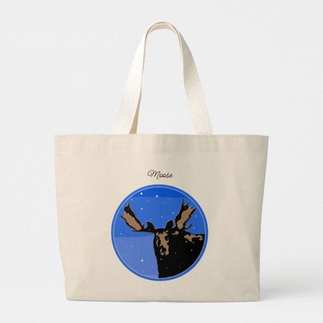 Moose in Winter - Original Wildlife Art Jumbo Tygkasse (Baksida)