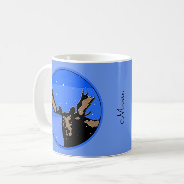Moose in Winter - Original Wildlife Art Kaffemugg (Framsida vänster)