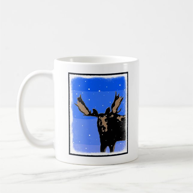 Moose in Winter - Original Wildlife Art Kaffemugg (Vänster)