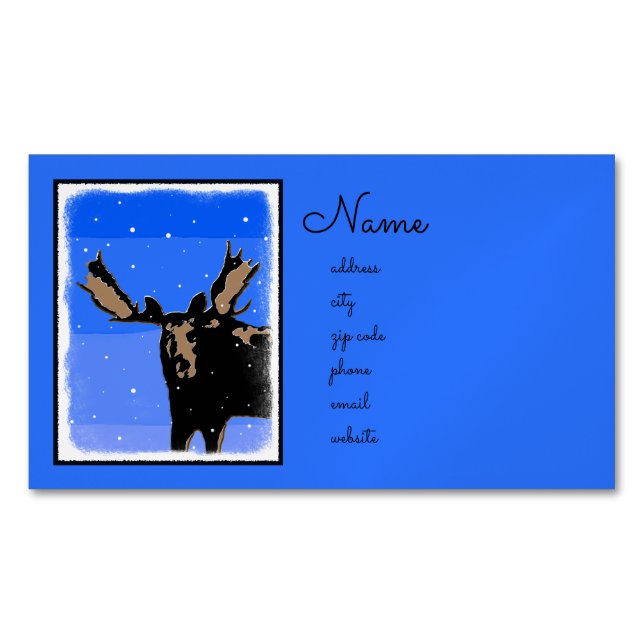Moose in Winter - Original Wildlife Art Magnetiska Visitkort (Framsida)