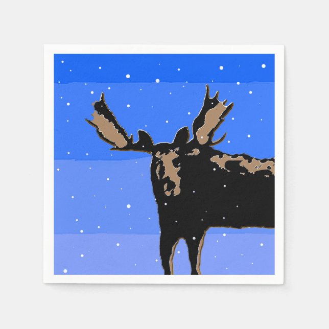 Moose in Winter - Original Wildlife Art Pappersservett (Framsidan)