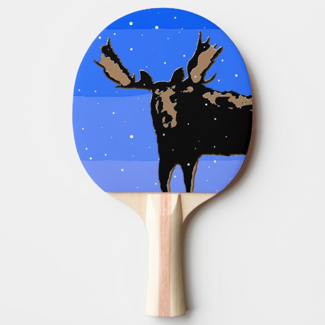 Moose in Winter - Original Wildlife Art Pingisracket (Framsidan)
