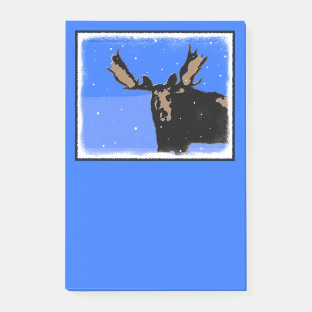 Moose in Winter - Original Wildlife Art Post-it Block (Framsida)