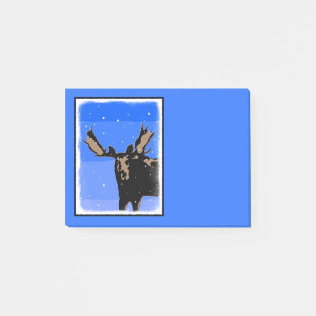Moose in Winter - Original Wildlife Art Post-it Block (Framsida)