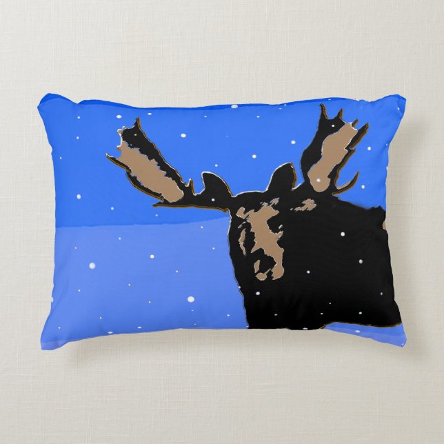 Moose in Winter - Original Wildlife Art Prydnadskudde (Framsidan)