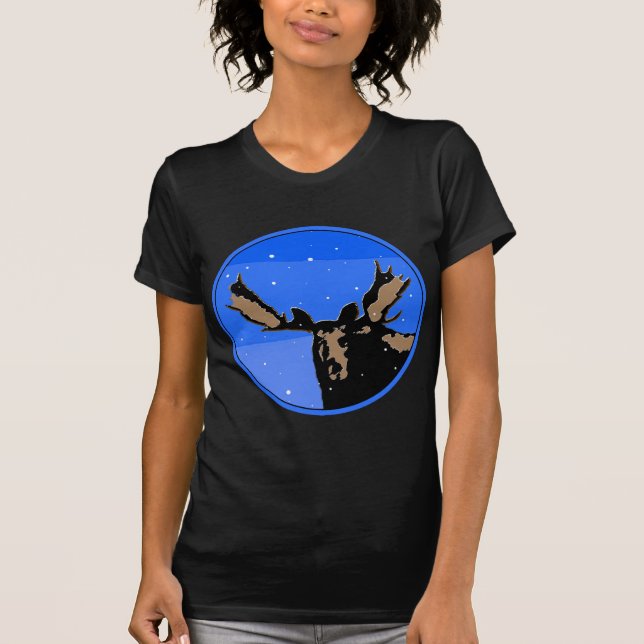 Moose in Winter - Original Wildlife Art T Shirt (Framsida)