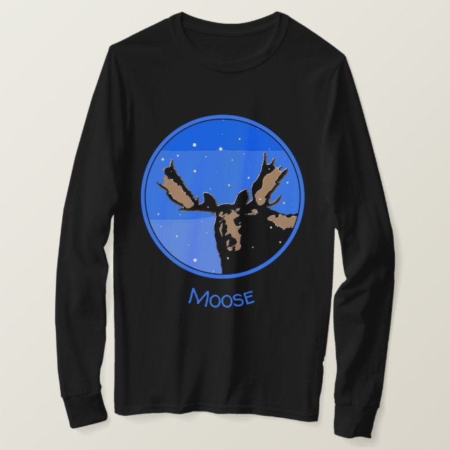 Moose in Winter - Original Wildlife Art T Shirt (Design framsida)