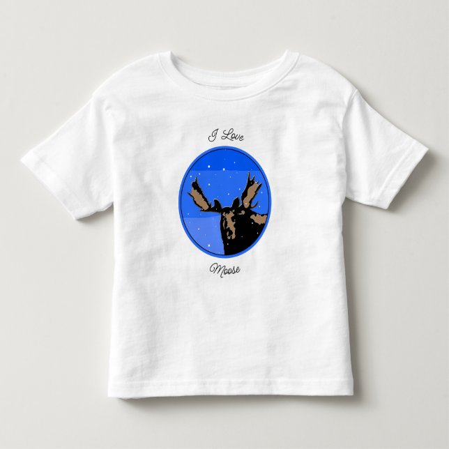 Moose in Winter - Original Wildlife Art T Shirt (Framsida)