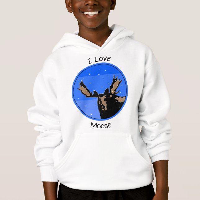 Moose in Winter - Original Wildlife Art T Shirt (Framsida)