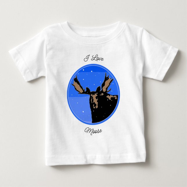 Moose in Winter - Original Wildlife Art T Shirt (Framsida)