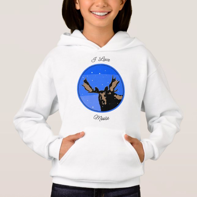 Moose in Winter - Original Wildlife Art T Shirt (Framsida)
