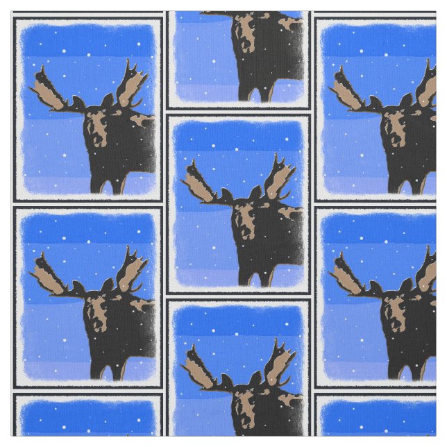 Moose in Winter - Original Wildlife Art Tyg (Provkarta)