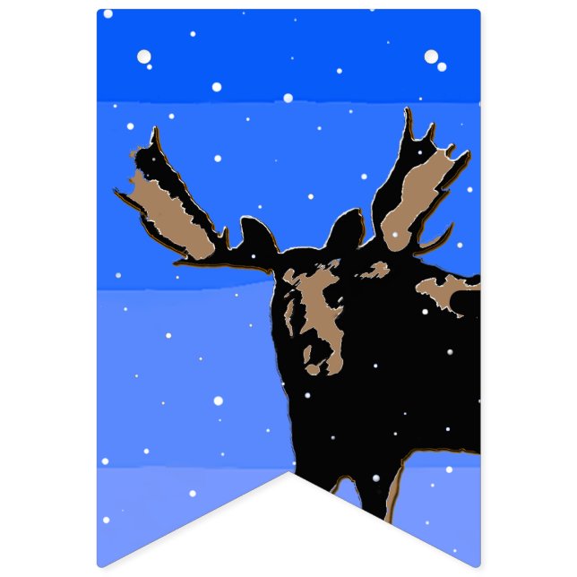 Moose in Winter - Original Wildlife Art Vimplar (Första flaggan)