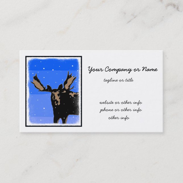 Moose in Winter - Original Wildlife Art Visitkort (Framsida)