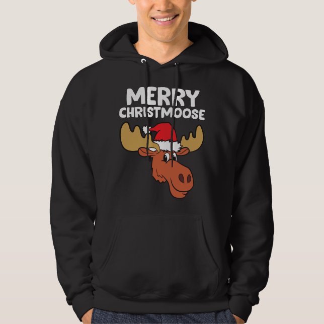 Moose jul Hat Moose Merry Christmoose Merry Hoodie (Framsida)