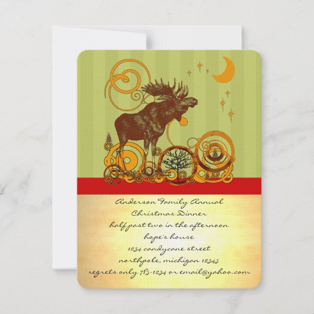 Moose-jul Inbjudningar (Framsida)