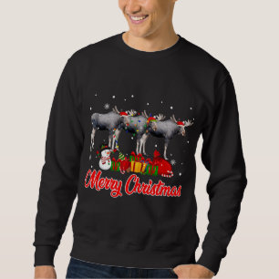 Moose jul Pajama Funny Julafton Ljus Animals L Lång Ärmad Tröja