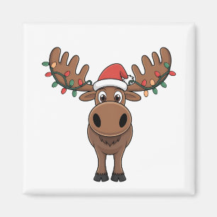 Moose Julgran Ljus Funny Julafton Moose Älskare Magnet