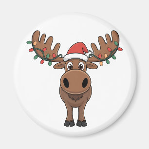 Moose Julgran Ljus Funny Julafton Moose Älskare Magnet