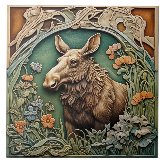 Moose - Keramiska plattan Art nouveau Kakelplatta (Framsidan)