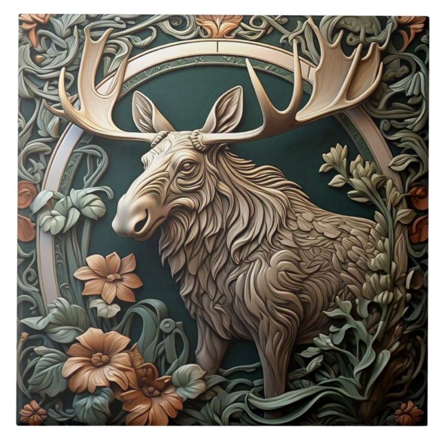 Moose - Keramiska plattan Art nouveau Kakelplatta (Framsidan)