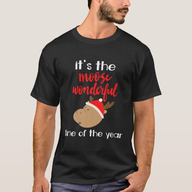 Moose Lover Moose Hunter Holiday Gift Funny Christ T Shirt (Framsida)