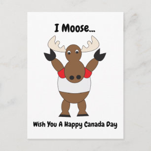 Moose Lundny Canada Day Red White Personalize Vykort